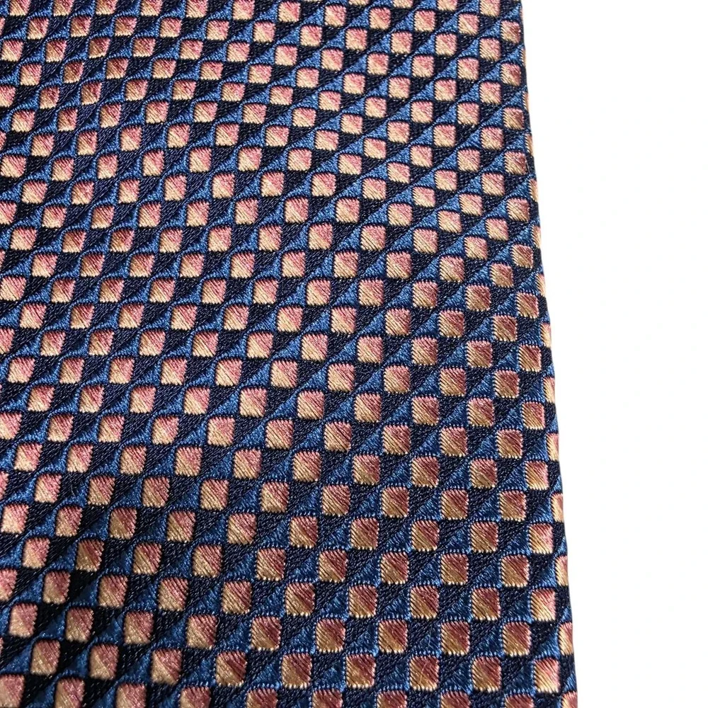 MICHAEL KORS Silk Tie Men Polka Dot Pattern Necktie Navy Pink Dress Preppy Style